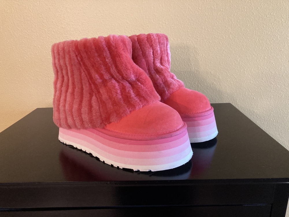 Ugg Corduroy Sherpa Boots Classic Mini Platform Sz 8